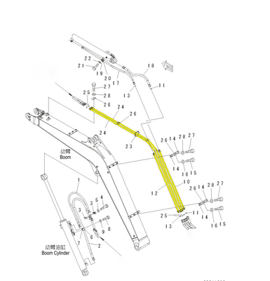 Tubo idraulico di cilindro di olio in acciaio per escavatore PC56 PC55MR-2
