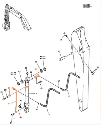 KOBELCO 200 Scavatore cilindro idraulico di olio tubo di acciaio tubo di tubo cilindro