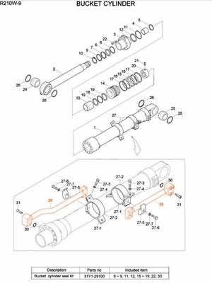 R210 R215 Escavatore cilindro idraulico di olio tubo di acciaio tubo di tubo cilindro