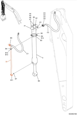SK210-8 Scavatore cilindro idraulico di olio tubo di acciaio tubo di tubo cilindro di tubo