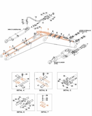 Tubo di ingresso di olio per Hyundai R210 R215 distributore di sistemi idraulici per escavatori