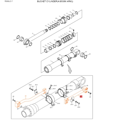 Tubo per cilindro idraulico per escavatore in acciaio 31Y1-15535 31Y1-15695 Per HYUNDAI R305