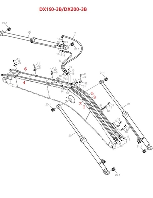 DX190-3B DX200-3B Tubi per escavatori Opere di costruzione Tubi distributori idraulici