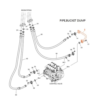 DX190-3B DX200-3B Tubi per escavatori di ferro Sistema idraulico Distribuzione tubo a scarico