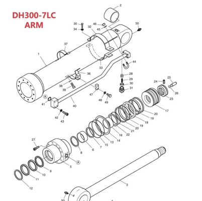 DH300LC-7 Distribuzione del sistema idraulico Tubo a braccio medio per scavatori Tubo di ferro adatto