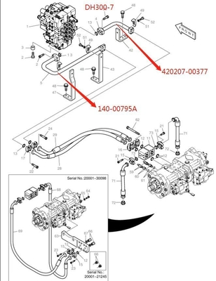 DH300LC-7 Distribuzione del sistema idraulico Tubo a braccio medio per scavatori Tubo di ferro adatto