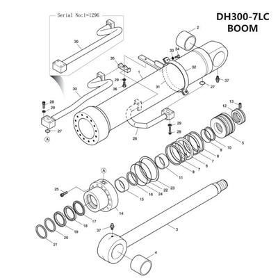 DH300LC-7 Distribuzione del sistema idraulico Tubo a braccio medio per scavatori Tubo di ferro adatto