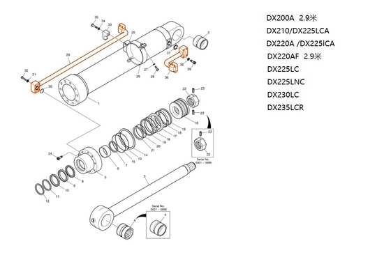 DX200A sistema idraulico distribuitore tubo secchio per escavatore