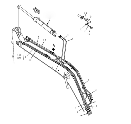 PC120 PC130 distributore del sistema idraulico tubo a boom tubo di ingresso di olio tubo di ferro escavatore